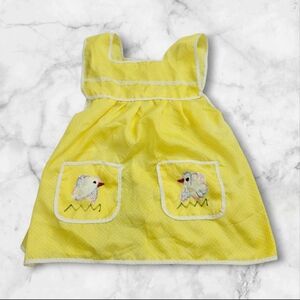 Yellow Baby Dress with Bird Embroidery